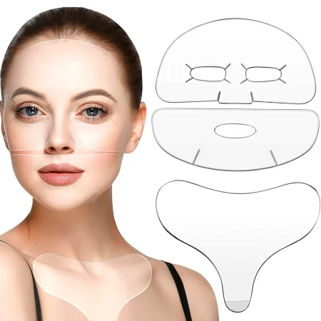 Reusable Face Chest Pad Set Silicone Facial Anti Wrinkle Anti Aging Smoothing Silicone Patches Remove Fine Lines Skin Care Tools
