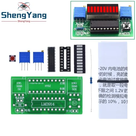 TZT LM3914 10 Segment 3.7V Lithium 12V Battery Capacity Indicator Module Power Level Tester LED Display Electronic DIY Kits