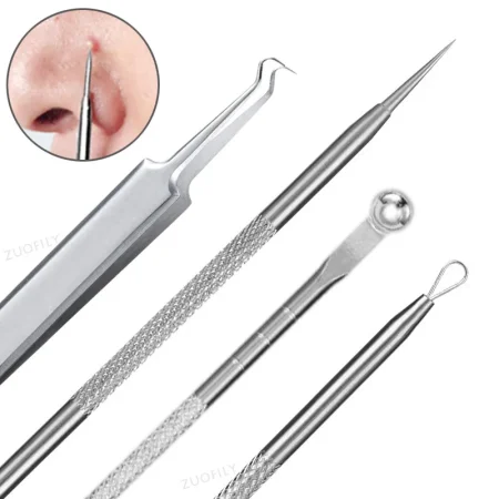 1PC Blackhead Acne Needle Stainless Steel Acne Remove Tweezer Blackhead Extractor Pimple Tweezer Face Pore Cleanering Care Tool