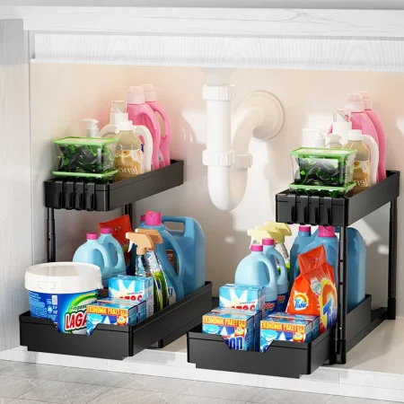 Under Sink Organizer Kitchen Shelf Sliding Basket Kitchen Organizer Acceesories Bathroom Multi-Purpose Sink Organizer