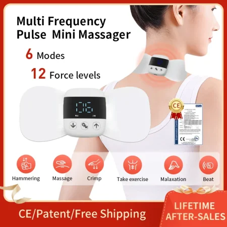 6 Modes EMS Electric Muscle Therapy Portable Neck Massager Rechargeable Low Frequency Pulse Relaxation Relief Tool Relieve pain