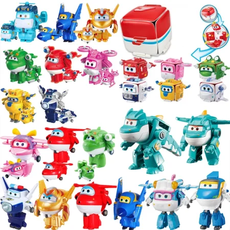 5cm Super Wings Action Figures Jett Transforming Airplanes Deformation Plane Robots Transformation Models Toys Christmas Gifts