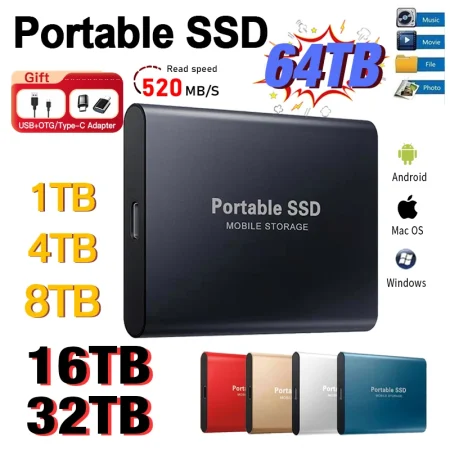 2024 New external Hard disk 1TB Solid-state SSD 2TB External hard drive High-Speed Mini Disk Hard Drive for Laptop/Mac Original