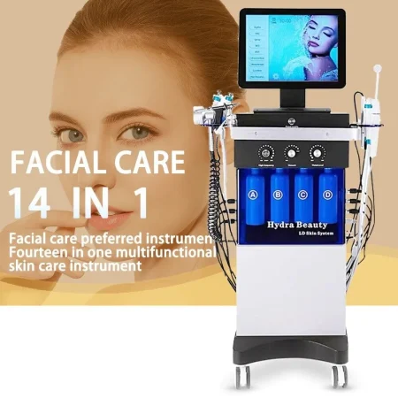 14 in 1 Hydro Facial Clean Dermabrasion Oxygen Machine, Skin Care, Ultra Cavitation, Aqua Peeling, Face Lifting, Professional