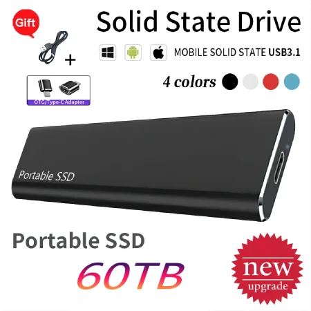 Portable SSD 1TB 2TB External Hard Drive Type-C/USB 3.0 Interface High-Speed Hard Disk Storage Device for Laptop/PC/Desktop/Mac