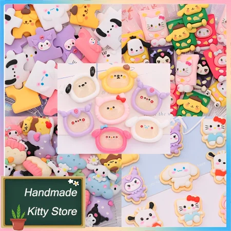10 Pcs Sanrios Hellokitty Accessories Kawaii Kuromi Pochacco Cinnamoroll Melody Pompompurin Manual Diy Cartoon Anime Toys Gifts