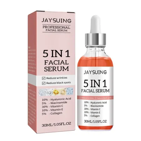 5 In 1 Face Serum Moisturizing Vitamin C Hyaluronic Acid Facial Serum Shrink Pores Nourishing Breathable Skin Care 30ml