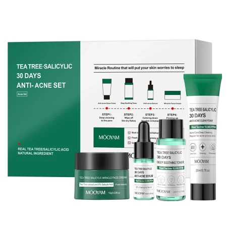 Tea Tree Salicylic Facial Cleaner Korean Face Serum Exfoliating Peeling Gel Moisturize Toner Cosmetics Skin Care Set