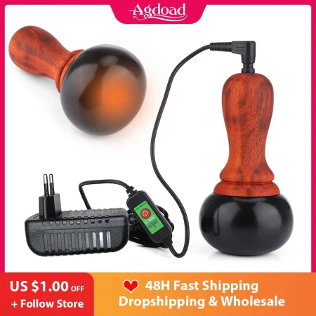 Hot Stone Electric Gua Sha Massager Natural Stone GuaSha Scraping Back Neck Body Massage Tools Relaxation Beauty Health Care