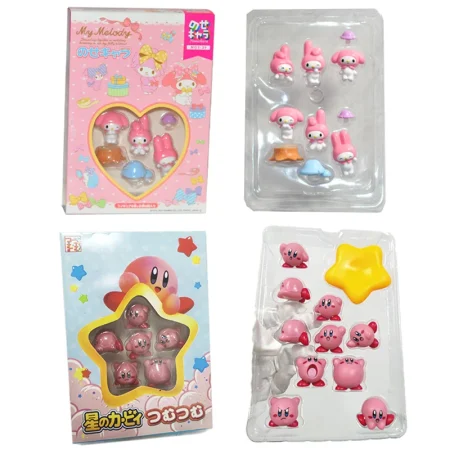 10pcs Mini Dolls Set Anime Game Star Kirby My Melody Pile Up Figures Toy Cartoon Action Figurine Stackable Educational Toy Gift