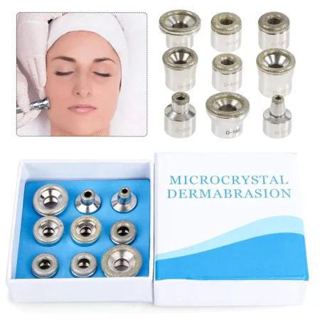 Facial Body 9pcs Dermabrasion Replacement Tips Diamond Microdermabrasion Replacement Beauty Tools with Multi Size Skin Care Tool