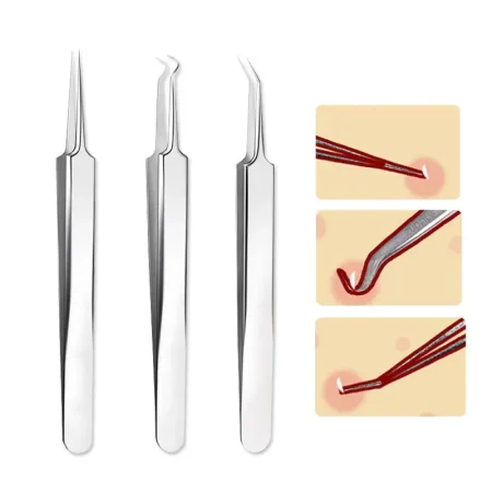 Stainless Steel Precise Blackhead Tweezer Cell Clip Acne Needle Comedones Remover Acne Tweezers Face Skin Care Beauty Tools