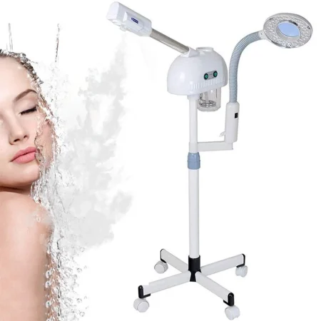 2 IN 1 Ozone Facial Steamer Hot Steam Sprayer Humidifier With 5X LED Magnifying Lamp Mist Aromatherapy 360° Rotatable Vaporizer